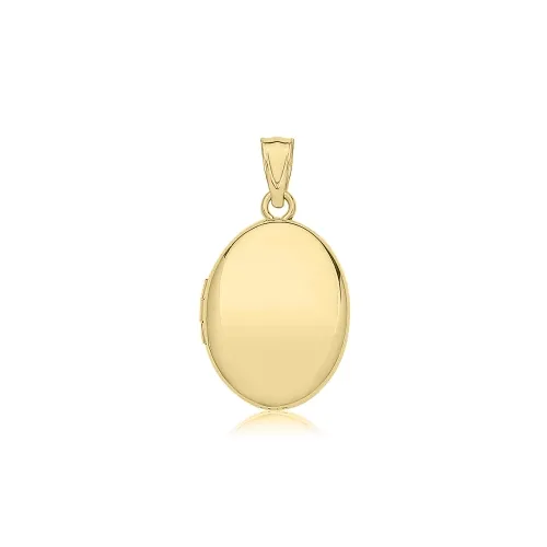 9ct Yellow Gold Plain Oval Locket 27 X 15mm